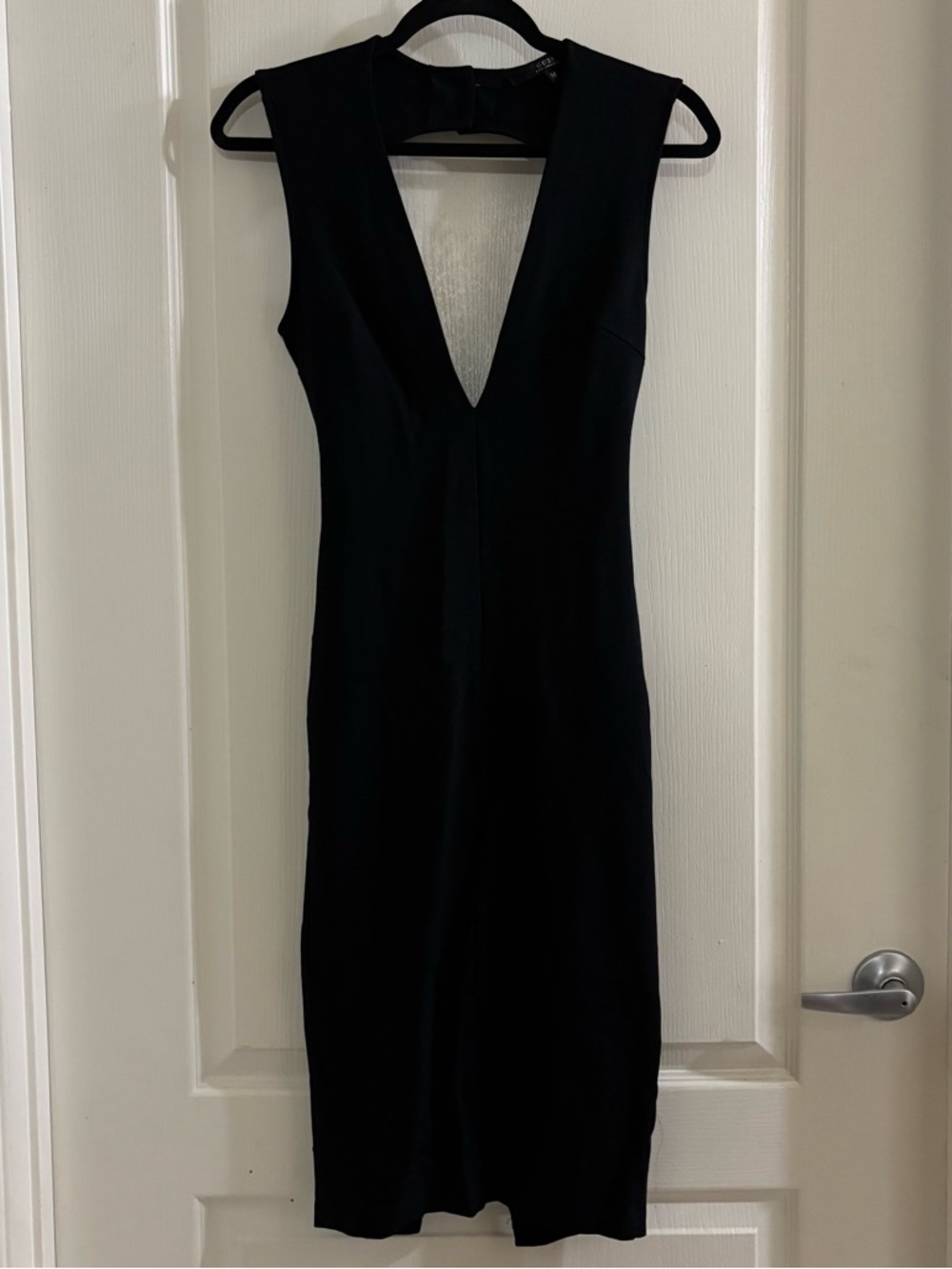 Guess Black Sleeveless V-Neck Midi Dress